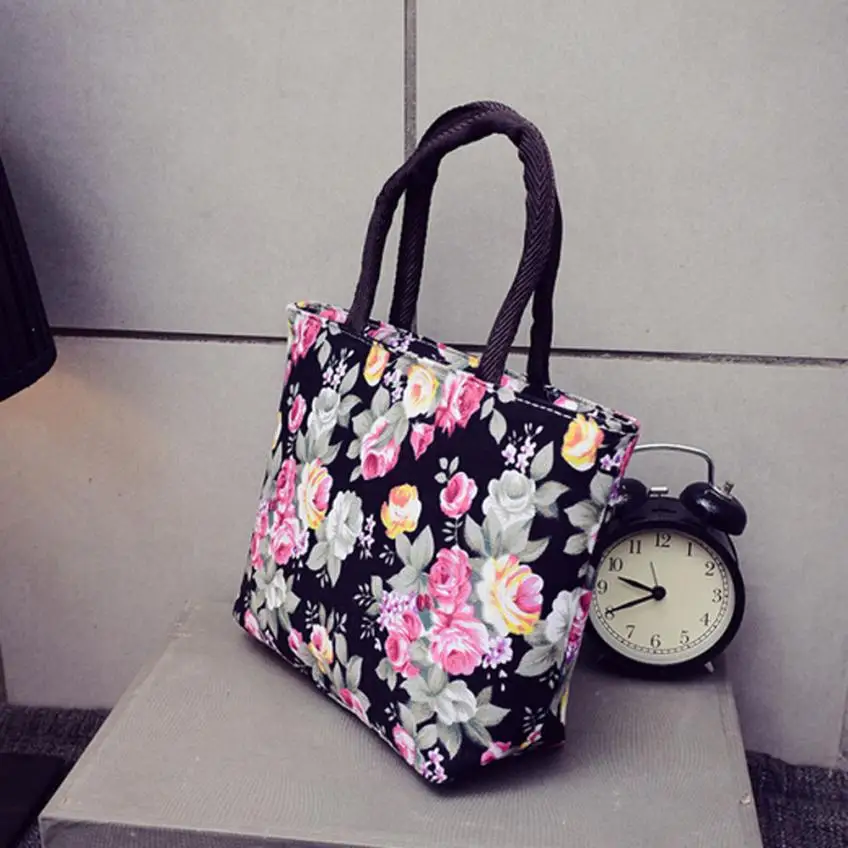 Floral Printed Canvas Tote Female Single Shopping Bags Large Capacity Women Canvas Beach Bags ...
