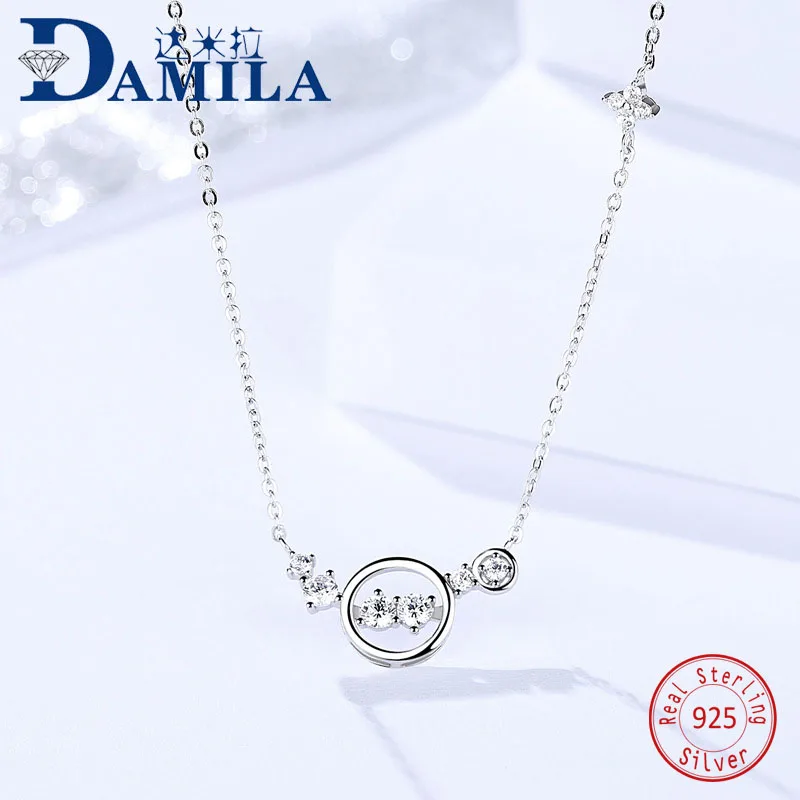 

Fashion round crystal 925 Sterling Silver pendant necklace For Women cubic zirconia Pendants with S925 silver necklace jewelry