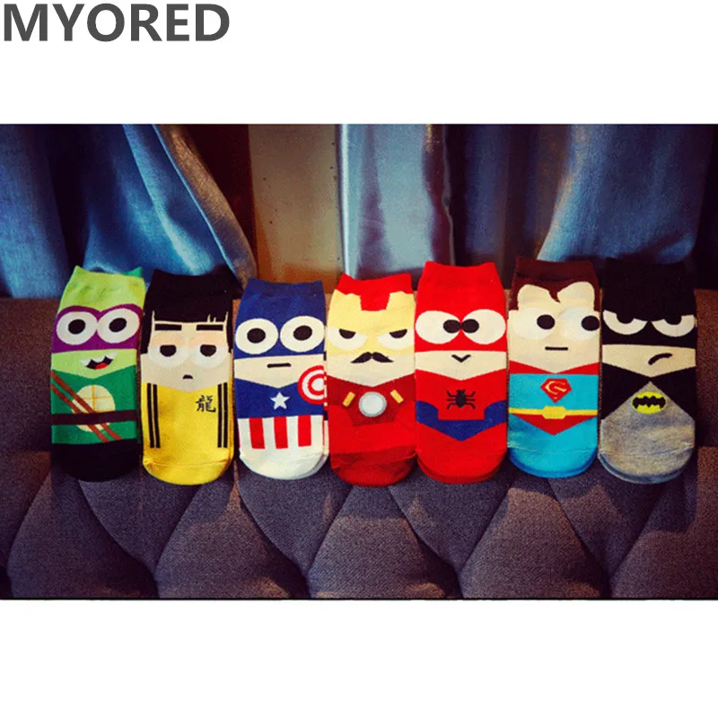 MYORED 10pcs 5pairs 1 Lot superheroes superman batman american cotton sock font b slippers b font