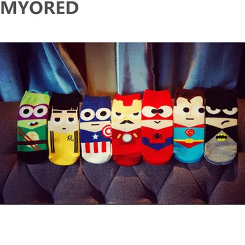 

MYORED 7pairs=1 Lot superheroes superman batman american cotton sock slippers invisible sock ankle socks