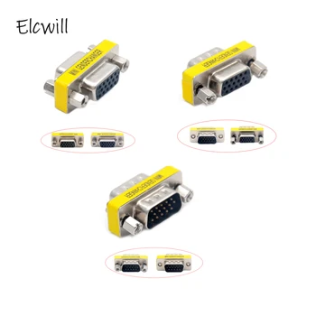 DB15 VGA Connector Mini Gender Changer Adapter 15 Pin Joint Serial Port M/M M/F F/F Converter