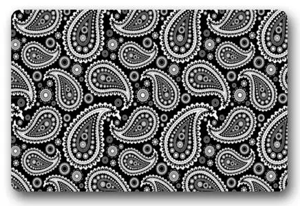 Charmhome Kustom Abstrak Art Keset Hitam Putih Paisley Floral Carpet