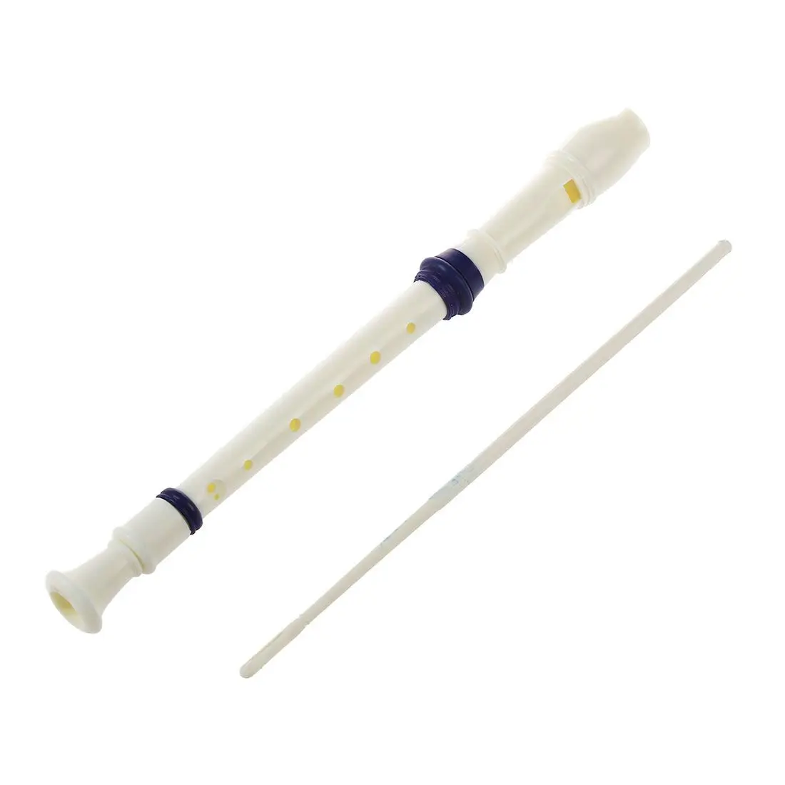 Buy Students Plastic 8 Holes Soprano Recorder Flute Beige Blue w Cleaning Stick