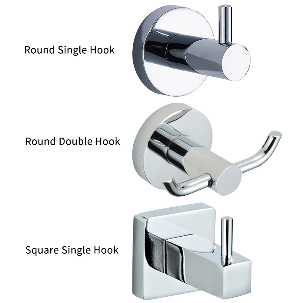 Stainless Steel Wall Mount Hook Holder Single Double Hook Coat Towel Clothes Hanger Hook for Bathroom Kitchen Bedroom