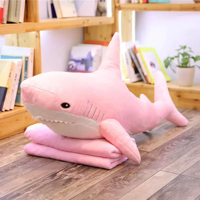  100cm Big Size Funny Soft Russia Plush Shark Toy Pillow with Blanket Baby Appease Doll Birthday Gif