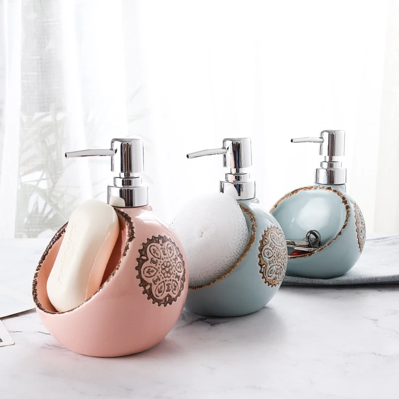 580lm Pink Multi Items Ceramic Liquid Soap Dispenser For Kitchen