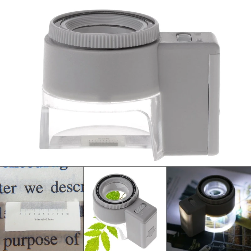 8X Adjustable Illuminated Stand Magnifier Loupe Lens magnifying glass with LED Light Scale