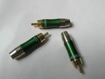 

(10 pieces / 1 lot ) DIY Gold Plated Green Color RCA male plug Audio Video Adapter Connector A/V Accessories , good Quality