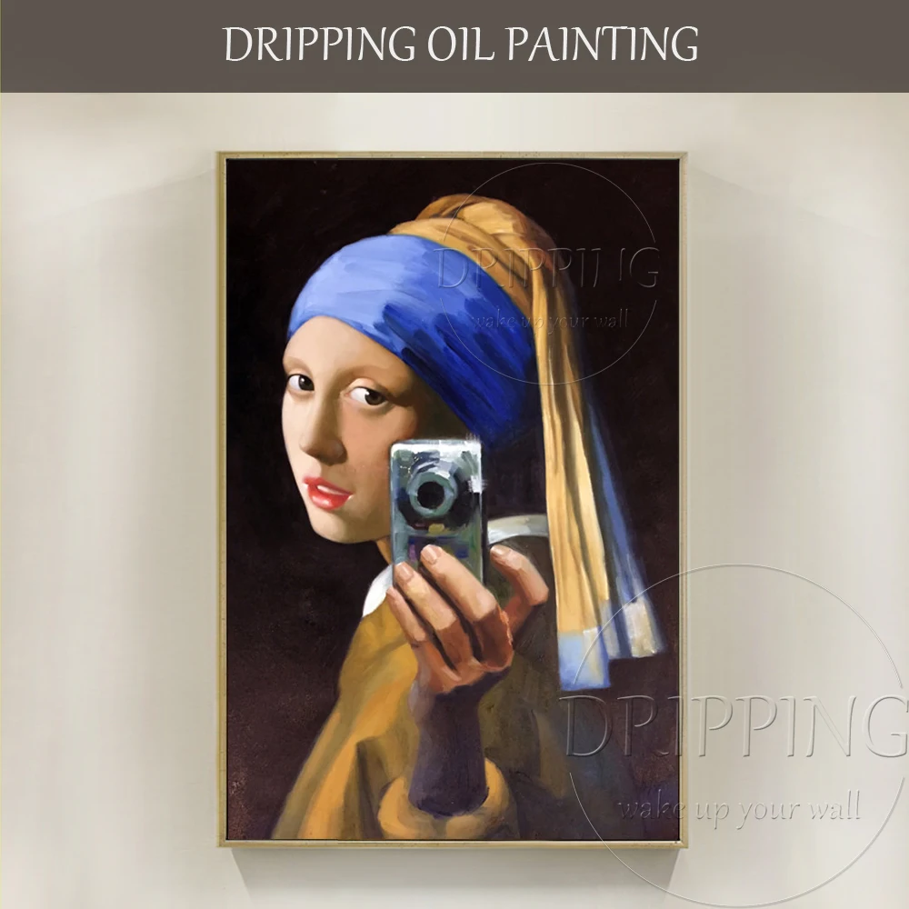 

Funny Design Hand-painted High Quality Selfie Portrait Oil Painting Customize Portrait Selfie Oil Painting for Friend Gift