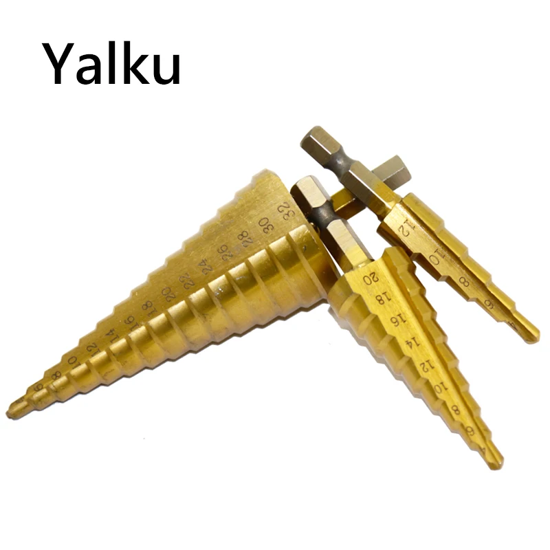 Yalku HSS Metal Drill Bits Tool Kit Metal Step Drill Bit Set Power Tool Step Drill Bit Set Tool Set