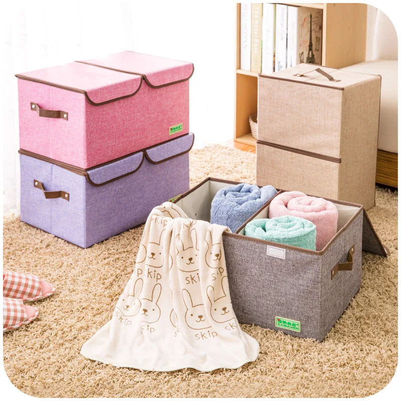 Organizador de ropa de algodón de lino plegable grande edredón caja de almacenamiento de libro doble tapa portátil varios toalleros de baño organizador Organizador de ropa de algodón de lino plegable grande edredón caja de almacenamiento de libro doble tapa portátil varios toalleros de baño organizador