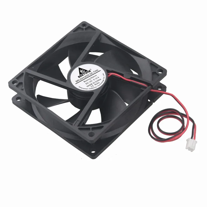 

Gdstime 5 Pcs DC 12V 92mm 92x92x25mm PC Cooler Brushless Computer Case Cooling Fan 9cm 2Pin Two Wires 90mm x 25mm 9225