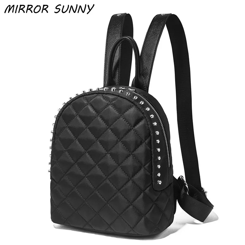 

MIRROR SUNNY 2018 new rivet ladies' backpack fashionable leisure women double shoulder bag female quilting backpack travel bag