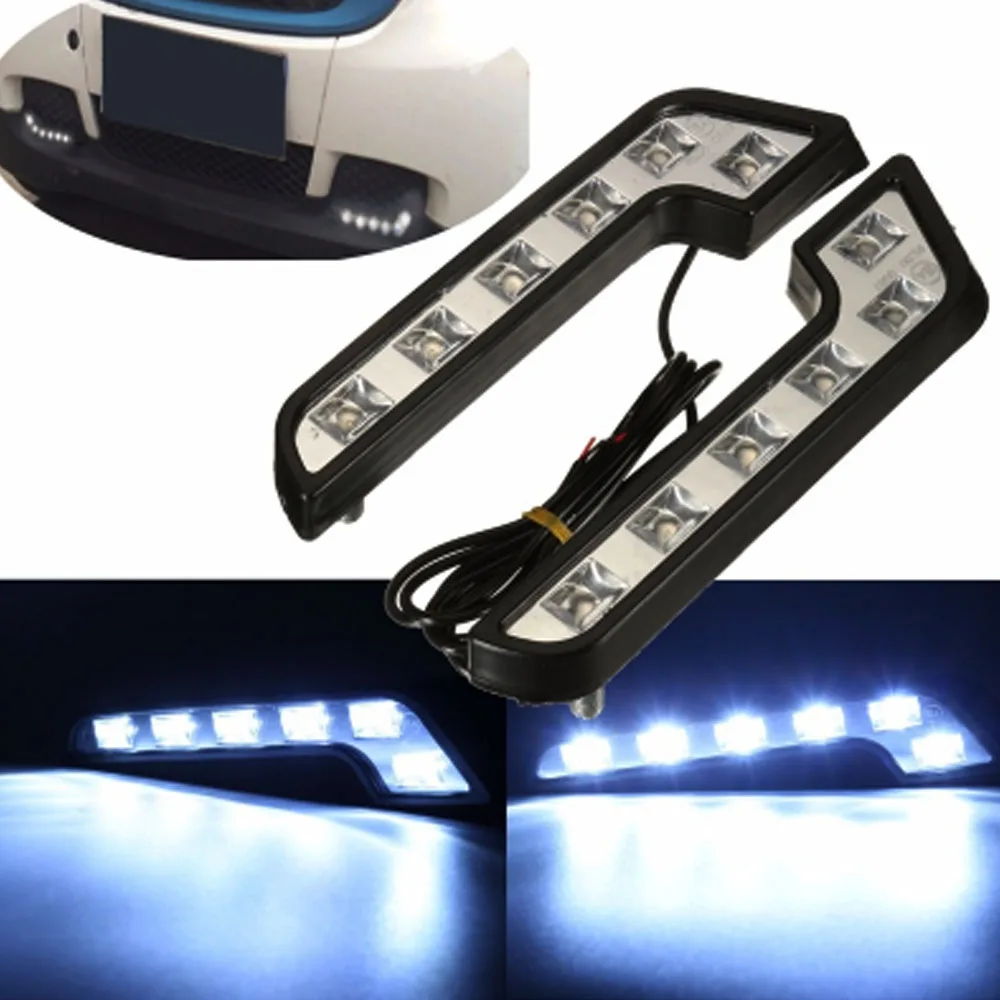 2PCS DRL Daytime Running Light Driving Lamp Universal Car Auto Fog Light Source 12V White 6 LED For Car Accessories