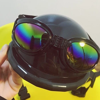 

New Pet Dog Hat Helmet Plastic Pet Protect Ridding Cap Dog Helmets for Motorcycles with Sunglasses Cool ABS Fashion SML