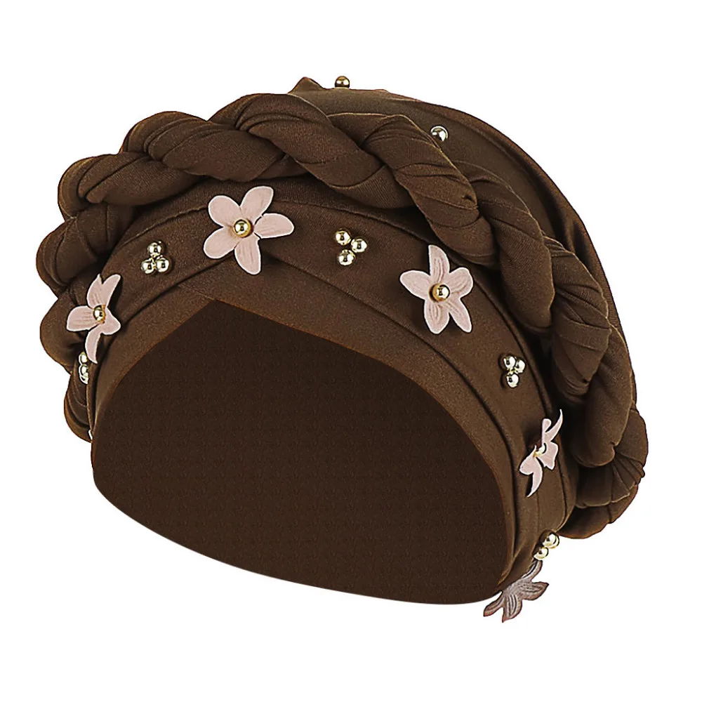 2019 Woman summer pretty flower twist wrapped head beach hat sunscreen beach hat cotton outdoor sports beach hat girl 40J5 (3)