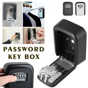 

Wall Mounted Lock Box Resettable Code Keys Combination Store Lock Convenient Premium Key Box Home 4 Password Durable