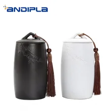 Творческий хранения Jar керамический чайник чай листья печать банок чайная церемония Аксессуары кофе бобы, орехи пуэр канистра подарки на день рождения