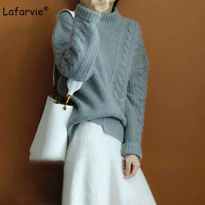 Lafarvie New Autumn Winter Women Sweaters And Pullover Turtleneck Loose Thick Knitting Cashmere Sweater Female Warm High Quality Lafarvie New Autumn Winter Women Sweaters And Pullover Turtleneck Loose Thick Knitting Cashmere Sweater Female Warm High Quality