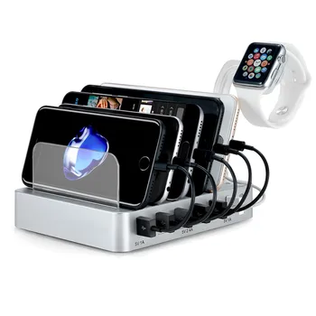 

6-Port USB Multi-Port Charging Stand Watch Smart USB Charging Head Vertical Charging Station for Mobile Phone Tablet