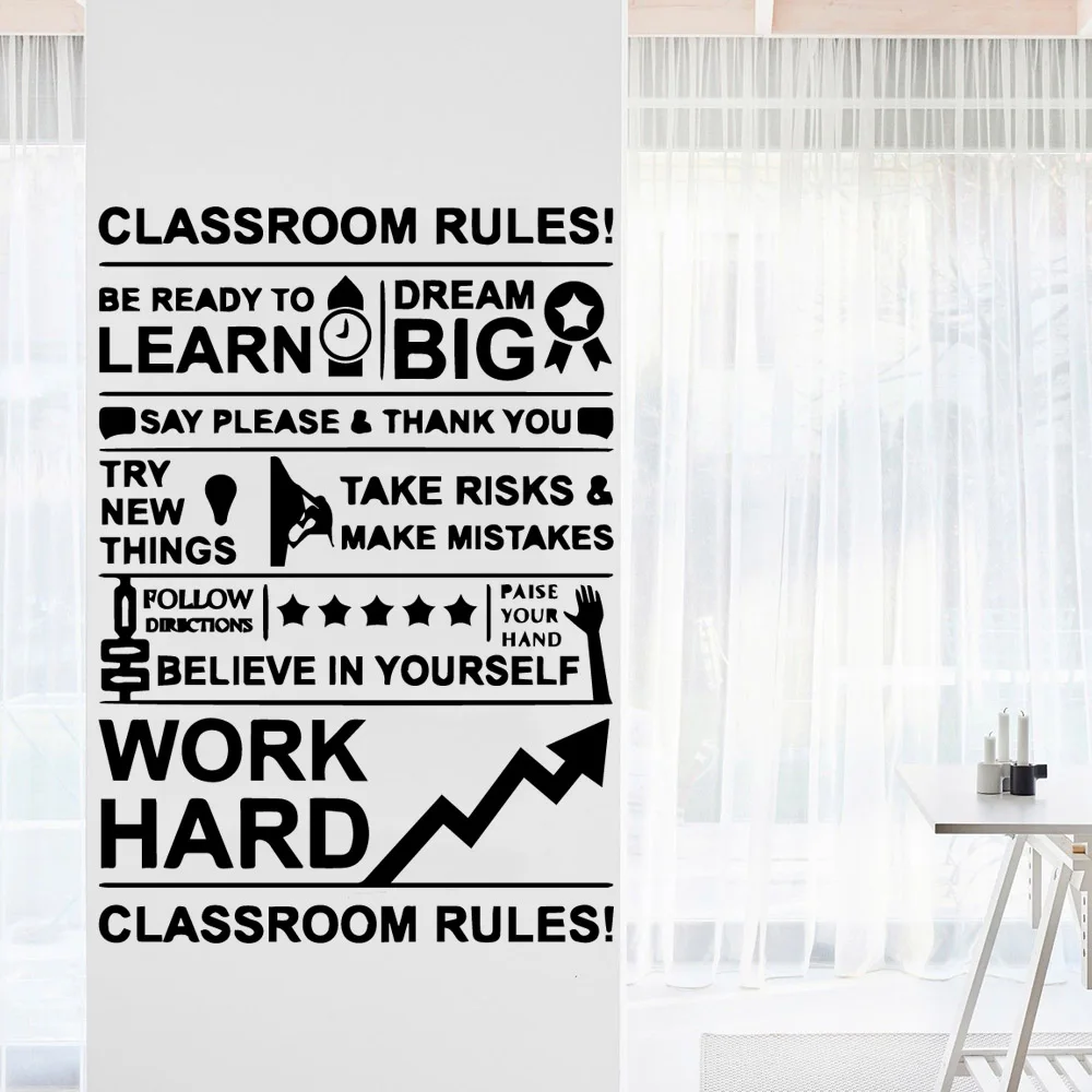 

Diy classroom rules Modern Wall Stickers For Classroom Decoration Decals Mural Boys Room Text Vinyl Sticker Decal