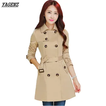 

Double Breasted Medium-long Trench Coat Women 2017 New Fashion Belt Cloak Polerones Mujer Windbreaker Female High Quality YAGENZ