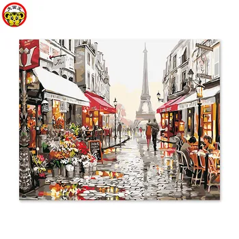 

painting by numbers art paint by number itself handmade DIY decoration drawing room bedroom sofa background hanging picture Pari