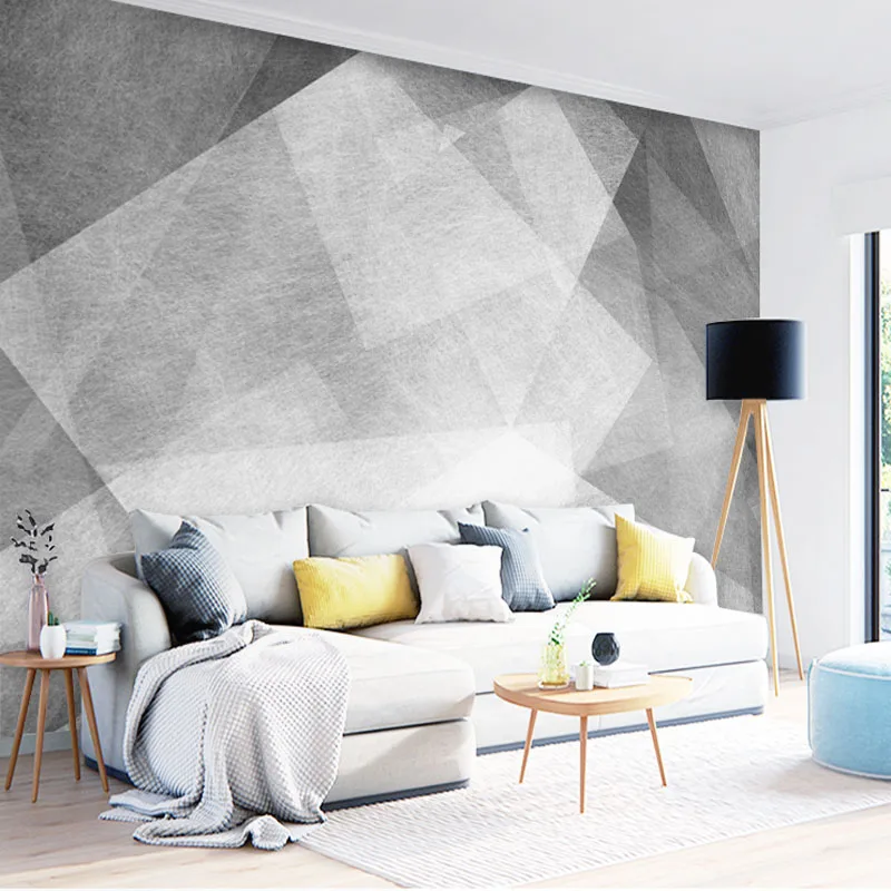 Tuya Art Light Grey Abstrac Geometric Mural Wallpaper for Living Room