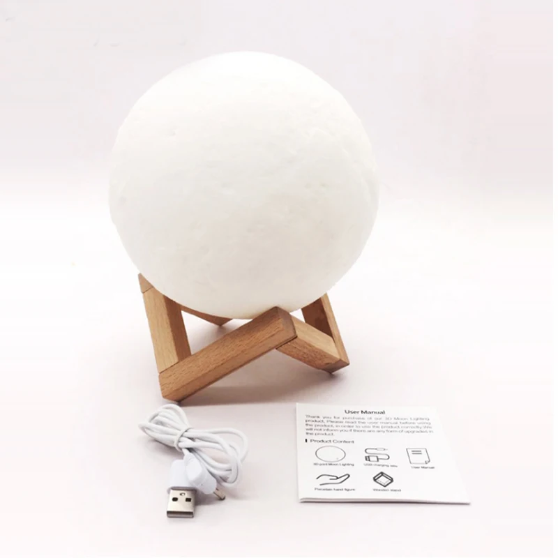 

Rechargeable 3d Print Moon Lamp 3-7 Colors Change Touch Switch Bedroom Bookcase Night Light Home Decor Creative Gift
