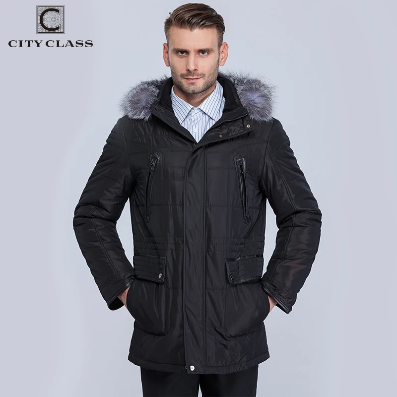 City Class зима теплые Куртки Мужские Silver Fox съемный капюшон съемная стеганая
