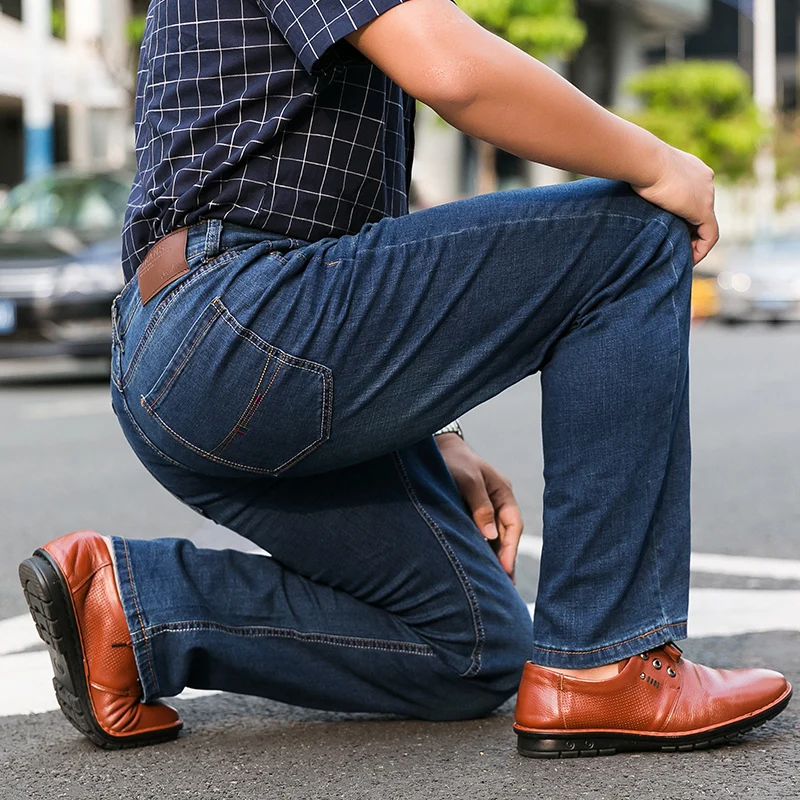  Man Straight Regular Denim Pant Blue Washed Men Casual Big Trousers Business Style Clothing Fashion Male Jeans 