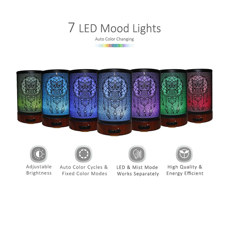 Продажа 100 мл, Электрический увлажнитель воздуха с рисунком совы, ультразвуковой диффузор эфирных масел, Ароматический диффузор, 7 цветов, Ночной св...