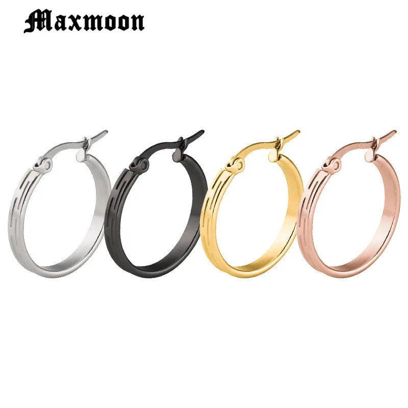 Женские серьги хип хоп Maxmoon широкий обруч из нержавеющей стали для вечеринок и