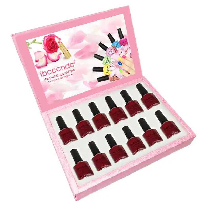 

Ibcccndc 12Pcs 10ml Wine Red Series Set for Nail Gel Polish Soak Off Gel Polish Curing with UV Lamp Nail Polish Gel Varnish Se