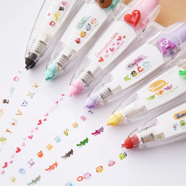 Kawaii Animals Owl Dog Press Correction Tape Decorative Pen