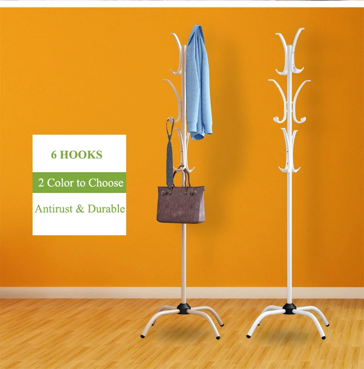 Simple Assembled Coat Rack Multi-Functional Stainless Steel Floor Stand Household Clothes Hanger for Bedroom and Living Room