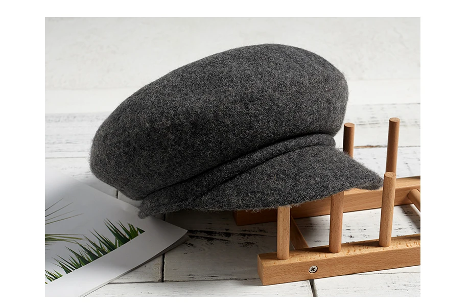 Anise Newsboy Caps Retro Literary Female 2018 Winter Knit 100% Cashmere Hats Wool Octagonal Hat Leisure Hat Accessories Autumn (4)