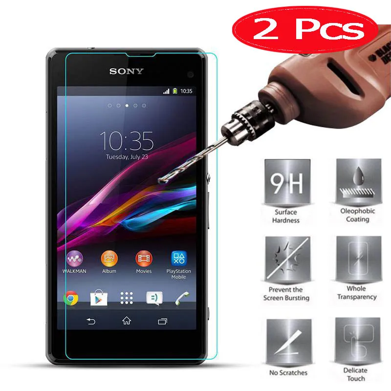 2 шт. hopelf закаленное Стекло для sony Xperia Z1 компактный Экран протектор телефон пленка