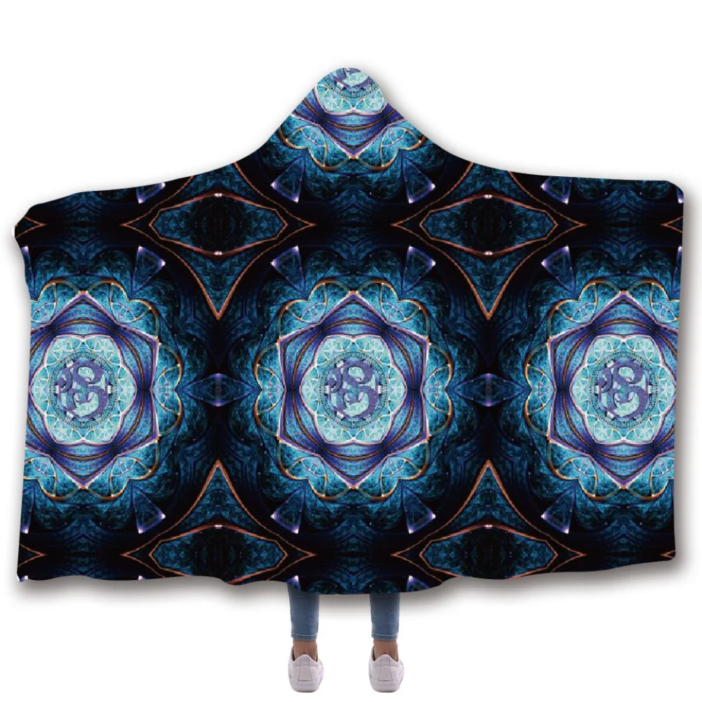

Wearable Geometric Soft Blanket Winter Decorations for Home Fur Blanketwinter Printed Hooded Blanket