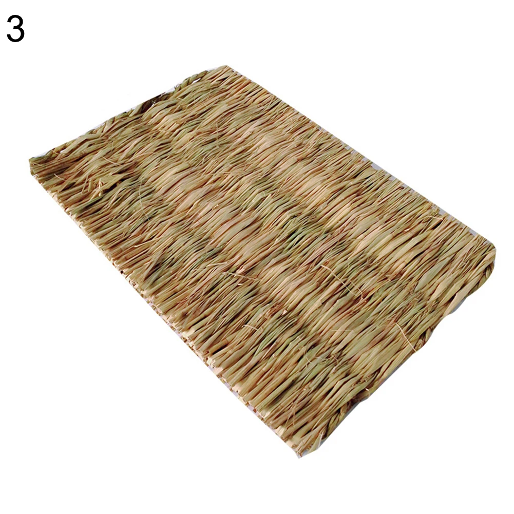 hot!Grass Woven Guinea Pig Rabbit Hamster Bed Mat Straw Nest Cage Pet Chew Toy Pad - Color: Wood Color3