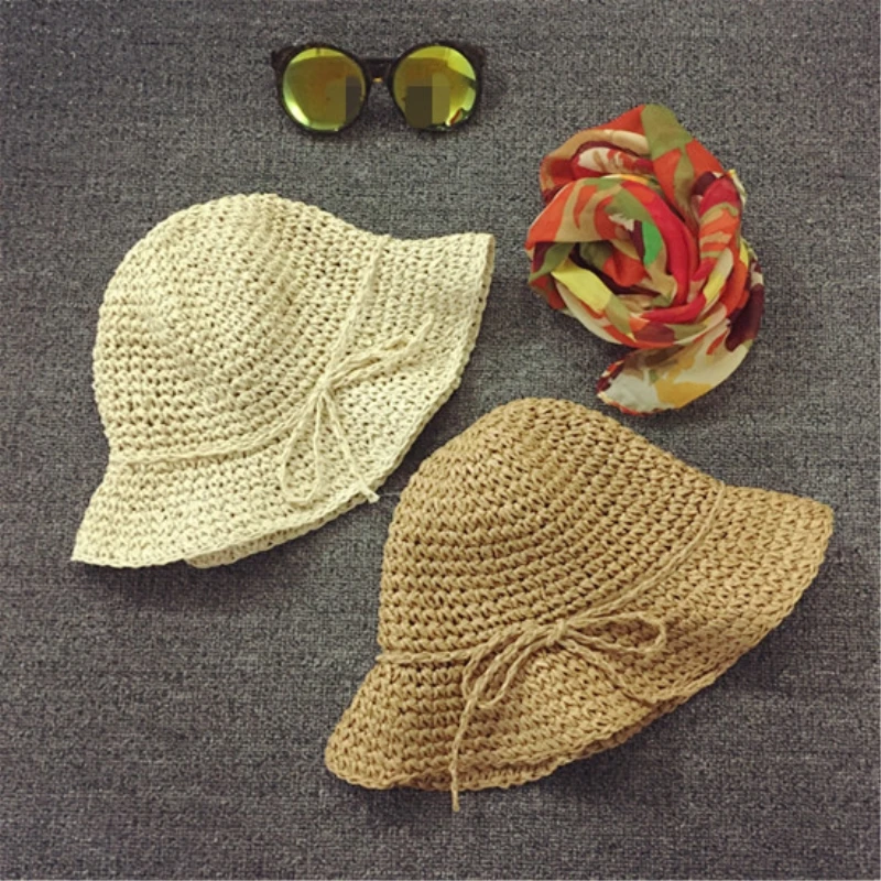 

Korean Hand Knitted Child Hat Children's Straw Girl Beach Sunscreen Baby Sunshade Cap Spring And Summer Seaside Photography