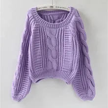 Харадзюку, женские свитера, новинка, фиолетовые Джемперы, конфетные цвета, узелки, Roupas femininas, шикарный короткий свитер, скрученный пуловер