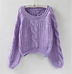 Harajuku женские пуловеры 2019 новые фиолетовые Джемперы карамельного цвета с узлом Roupas femininas шикарный короткий свитер витая тяга