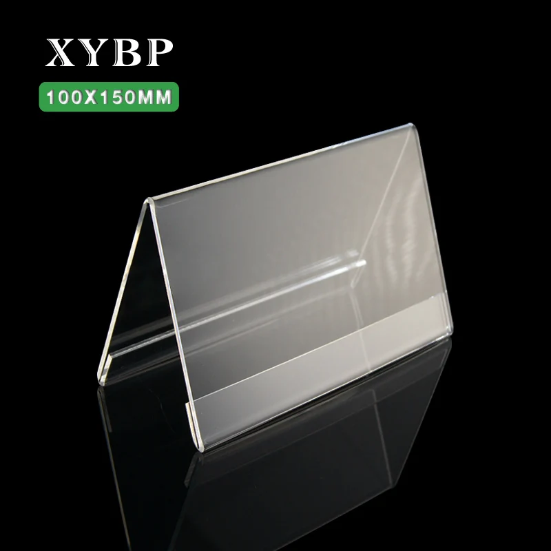 

XYBP Acrylic V Shape Office Desktop Sign Display Price Business Name Card Label Nameplate Table Number Holder Stand100mmX150mm