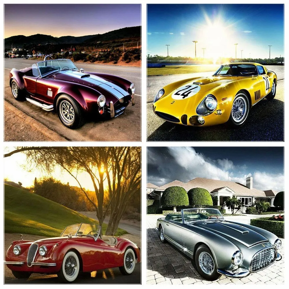 

HUACAN Sports Car Diamond Painting Full Drill Square Diamond Embroidery Scenery Cross Stitch Picture Of Rhinestone Decor Home