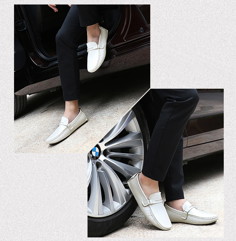 JINTOHO/мужские кожаные лоферы больших размеров; Мужская обувь из натуральной кожи без застежки; Белые Повседневные Брендовые мужские туфли; свадебные мужские туфли-лодочки