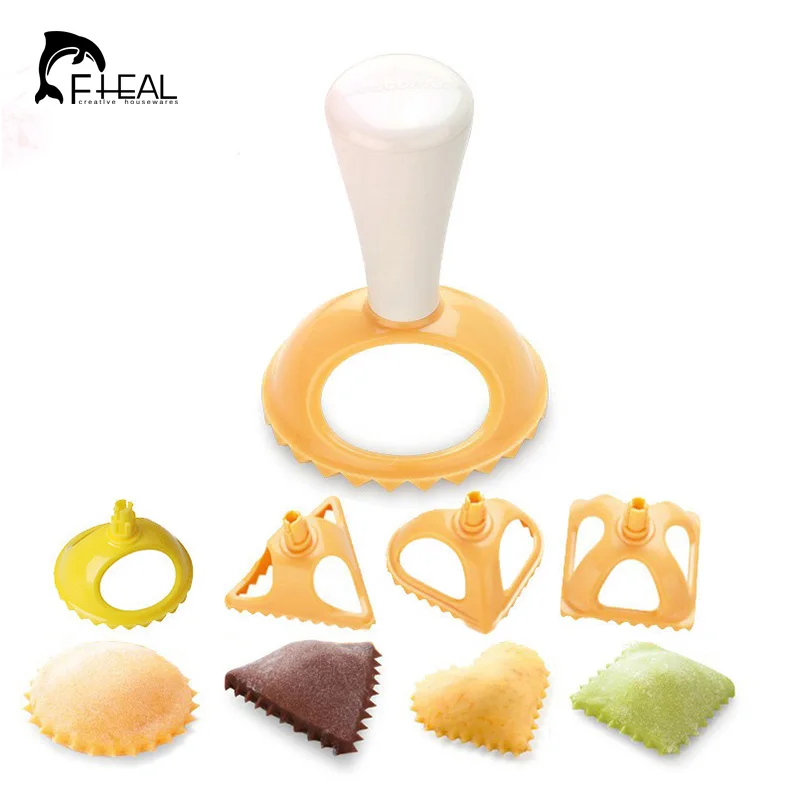 

FHEAL 4pcs/set Dumplings Maker Food-Grade Plastic Apple Pie Pie Baking Decoration Set Cooking Pastry Dumpling Mold