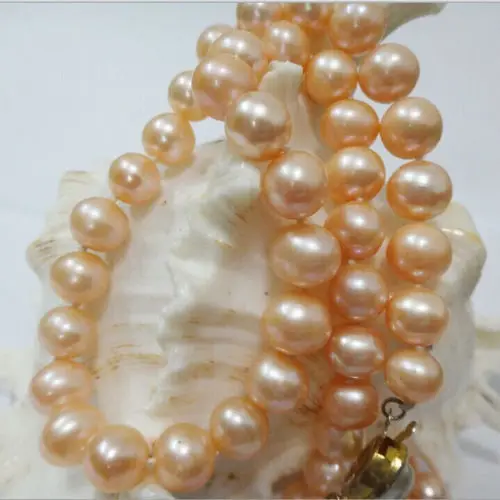 

HUGE 17"8-9MM NATURAL SOUTH SEA PINK GENUINE PINKISH PEARL NECKLACE AAA