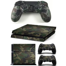 PS4 камуфляж силиконовой резины Мягкий рукав кожи сцепление Чехол протектор+ винил кожи шаблон Стикеры для Playstation 4 PS4 PS 4