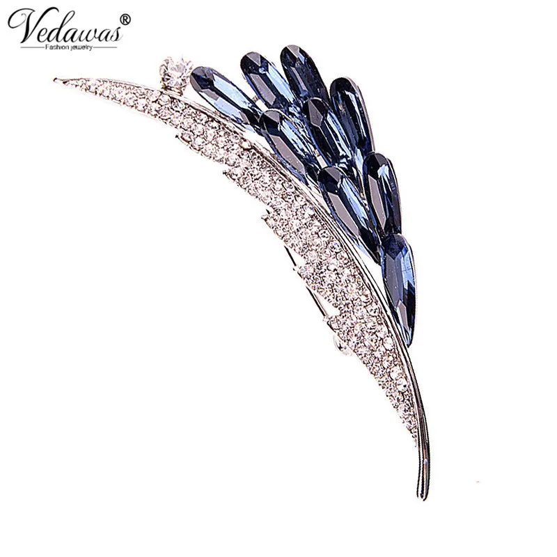 

Vedawas New Fashion Crystal Beads Jewelry Luxurious Silver Color Pin Rhinestone Panicle Brooches For Women xg728